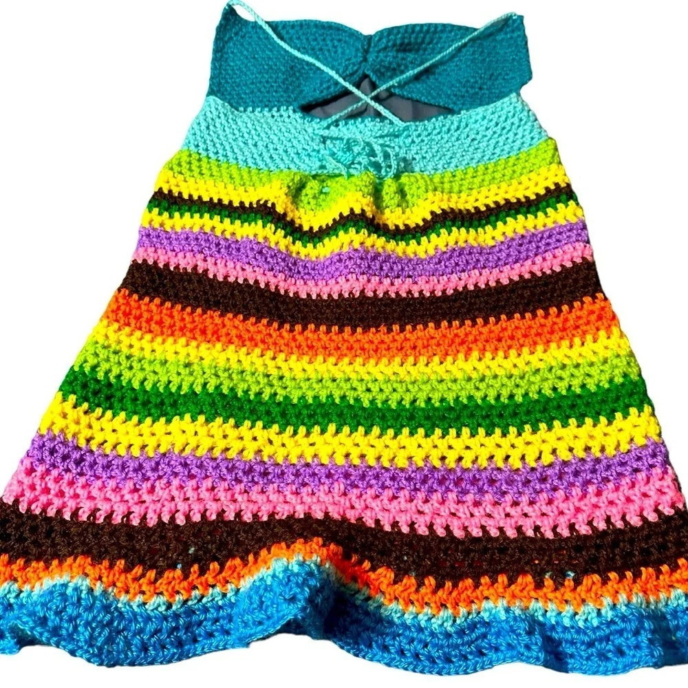 NEW Women’s Crochet Boho, Beach, Lounge, Party, Backless Dress Size M/L - Picture 2 of 2
